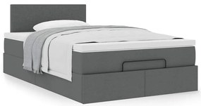 Cama otomana com colchão 120x200 cm tecido cinzento escuro