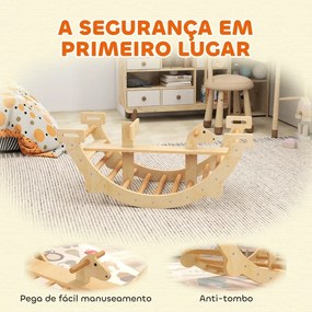 Arco de Escalada de Madeira e Baloiço Montessori Brinquedo Educativo Interior para Crianças 110x52 cm Madeira