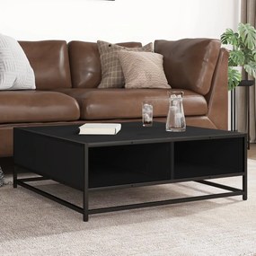 vidaXL Mesa de centro 80x80x30 cm derivados de madeira/metal preto
