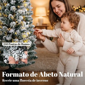 Árvore de Natal Nevada com 150 Luzes LED 150 cm 8 Modos 250 Pontas Verde e Branco