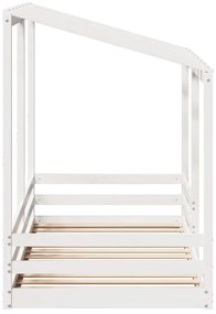 Cama infantil com telhado 90x200 cm pinho maciço branco