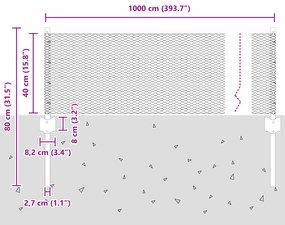 Postes de Cerca vidaXL 5 pcs U-Channel Verde 40 cm Aço