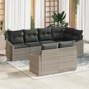 Conjunto de Jantar Jardim de 7 Peças com Almofadas Cinza Claro em Poli