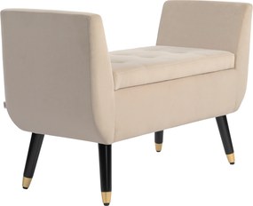 HOMCOM Banco estofado com armazenamento, braços, poliéster aveludado, madeira de seringueira, 107 x 42 x 65 cm, Bege | Aosom Portugal