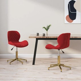 vidaXL Cadeiras de jantar giratórias 2 pcs veludo vermelho tinto