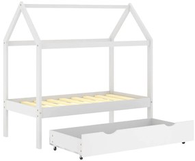 Cama para crianças c/ gaveta 70x140 cm pinho maciço branco