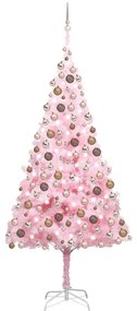 vidaXL Árvore Natal artificial pré-iluminada c/ bolas PVC rosa