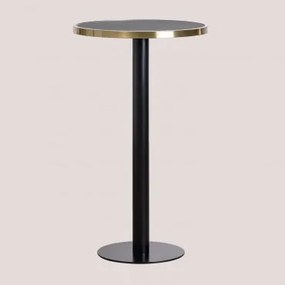 Mesa Alta De Bar Redonda Ø60 Cm Em Grés Amaretto Preto - Sklum