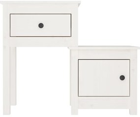 Mesas de cabeceira 2 pcs 79,5x38x65,5 cm pinho maciço branco