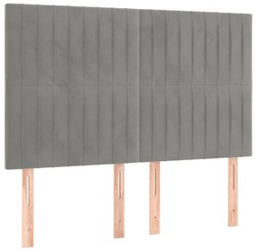 Estrutura de cama sem colchão 140x200 cm veludo cinzento-claro