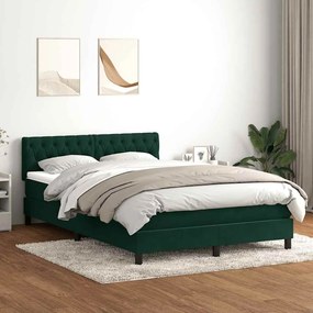 vidaXL Cama com molas/colchão 160x220 cm veludo verde-escuro