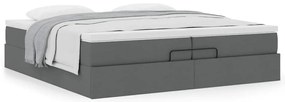 Estrutura de cama otomana com colchões tecido cinzento escuro