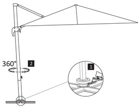Guarda-sol cantilever c/ poste alumínio 300x300 cm cor areia