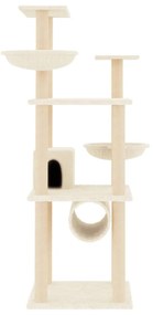 Árvore para gatos c/ postes arranhadores sisal 141 cm cor creme