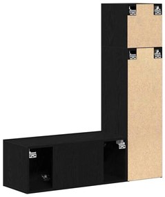 Conjunto de Mobiliário de TV de 3 Peças em Carvalho Preto, Feito de Ma