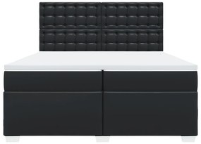 Cama com molas/colchão 200x200 cm couro artificial preto