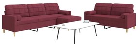vidaXL 3 pcs conjunto de sofás c/ almofadas/apoio pés tecido