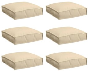 Almofadas de Palete para Assento - 6 pcs Beje, 40x40x8 cm, Tecido Oxfo