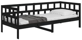 Sofá-cama 90x190 cm madeira de pinho maciça preto