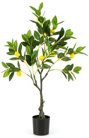 Limoeiro artificial 80 cm Planta de limão falsa com vaso em cimento Decoração de interiores Sala de estar Escritório