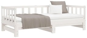 Sofá-cama com gavetão 80x200 cm madeira de pinho maciça branco
