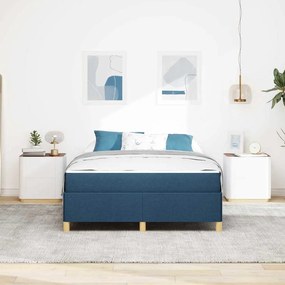 Cama Box Outros Azul e Branco 160 x 200 cm tecido