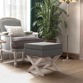 vidaXL Banco de arrumação 45x45x49 cm tecido cinzento-escuro