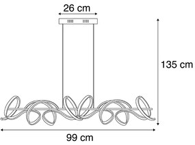 Candeeiro de suspensão design prateado regulável com LED - Krisscross Design