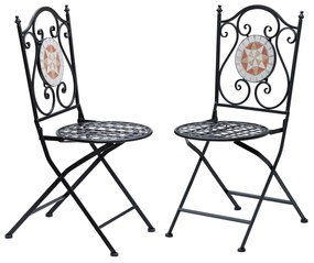 Outsunny Conjunto de 2 Cadeiras Dobráveis de Jardim Cadeiras com Mosaico Carga Máxima 120 kg 50x40x94,5 cm Preto | Aosom Portugal