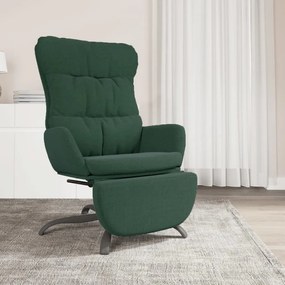 vidaXL Cadeira de descanso com apoio de pés tecido verde-escuro