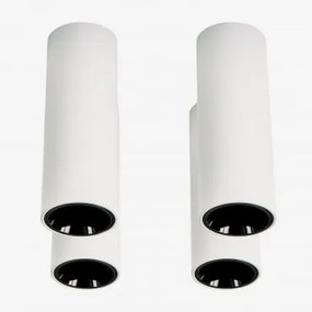 Pack De 4 Apliques De Teto Led De Superfície Redondos Ø4 Cm Para Exterior Em Alumínio Luisiana Branco Cálido 2700k & Branco - Preto & 3 W & 19º -