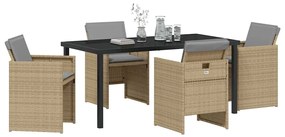 Conjunto de Jantar de Jardim com 5 Peças da com Almofadas Bege