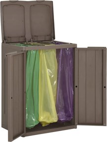 vidaXL Caixote do lixo com 2 portas 65x45x88 cm PP castanho