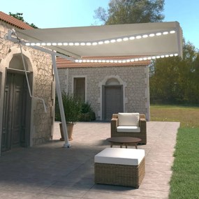 vidaXL Toldo automático com LED e sensor de vento 400x350 cm cor creme
