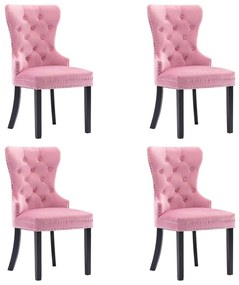 3055879 vidaXL Cadeiras de jantar 4 pcs veludo rosa