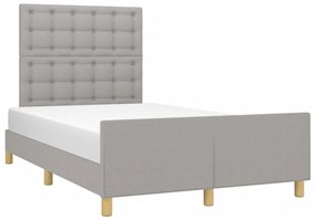 Estrutura de cama sem colchão cinza claro tecido