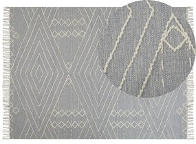 Tapete em algodão cinzento e branco 160 x 230 cm KHENIFRA Beliani