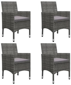 5 pcs conjunto de jantar para jardim cinzento