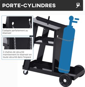 Carro de Soldadura Móvel (MAQUINA SOLDAR NÃO INCLUIDA), 71 x 39 x 70 cm, 3 Níveis, Preto