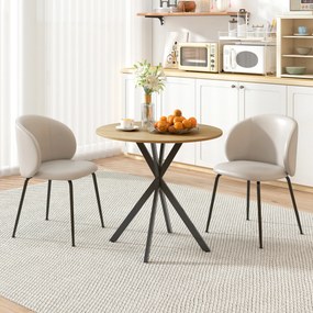 Mesa de Jantar Redonda, 80 x 80 x 75 cm (CADEIRAS NÃO INCLUIDAS), Estrutura Cruzada em Aço, cor Madeira natural e preta