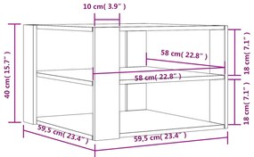 Mesa de centro 59,5x59,5x40 cm derivados de madeira branco