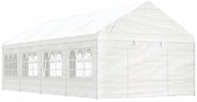 Gazebo com telhado 8,92x4,08x3,22 m polietileno branco