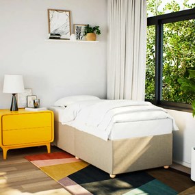 vidaXL Estrutura de cama sem colchão 90x190 cm tecido creme