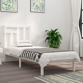 3104504 vidaXL Estrutura cama pequena solteiro 75x190 cm madeira maciça branco