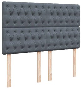 Cama com molas/colchão 140x200 cm veludo cinzento-escuro