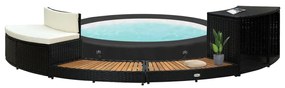 vidaXL Contorno de spa vime PE e madeira de acácia maciça preto