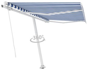 Toldo retrátil manual independente 300x250 cm azul e branco