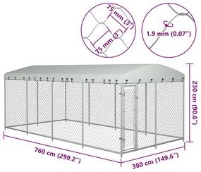 Canil de exterior com telhado 7,6x3,8x2,3 m