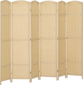 HOMCOM Biombo interior em madeira 6 painéis 240 x 170 cm separador de ambientes dobrável para sala, quarto, natural | Aosom Portugal