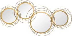 HOMCOM Decoração de Parede 3D de Espelhos Redondos 107x56cm Arte de Parede Decoração de Parede Metálica Dourado | Aosom Portugal